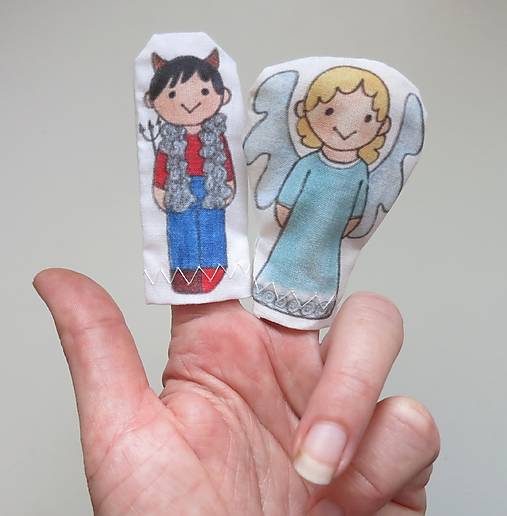 MINI pršteková maňuška - sada anjelik a čertík