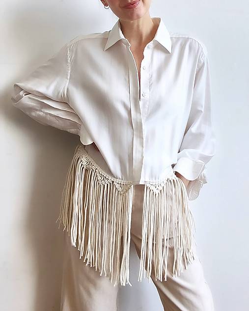 Blúzky a košele - Upcyklovaná macrame košeľa WILLOW - 17621522_