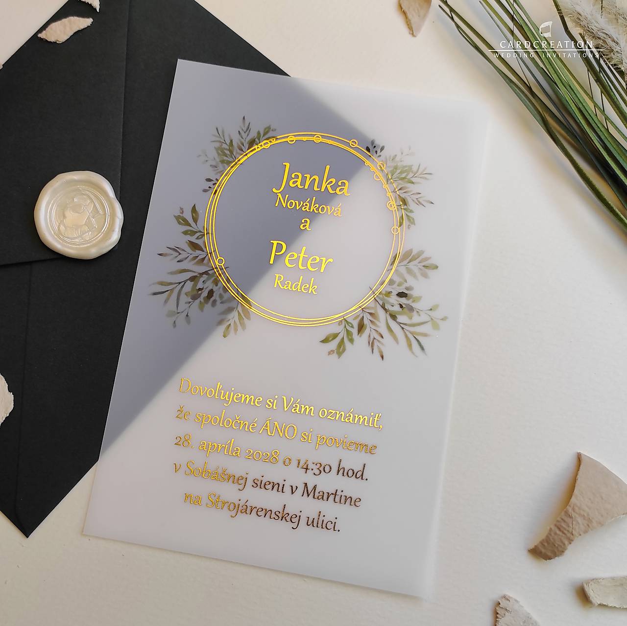 Transparentné svadobné oznámenia K32112