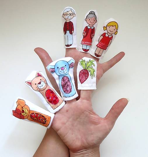 MINI pršteková maňuška - sada Ako dedko repku ťahal