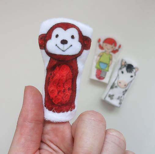 MINI pršteková maňuška (sada Pippi Dlhá Pančucha a zvierací kamaráti)