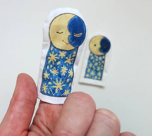 MINI pršteková maňuška - sada Slniečko, Mesiac a Dažďový oblak