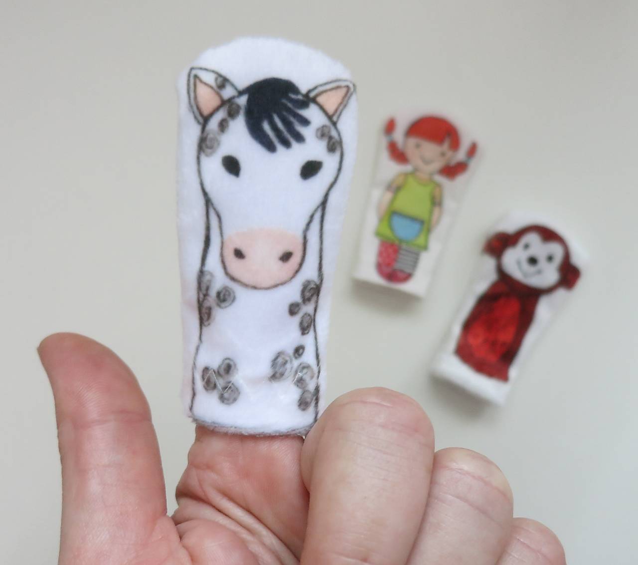 MINI pršteková maňuška - sada Pippi Dlhá Pančucha a zvierací kamaráti (Grošovaný koník)