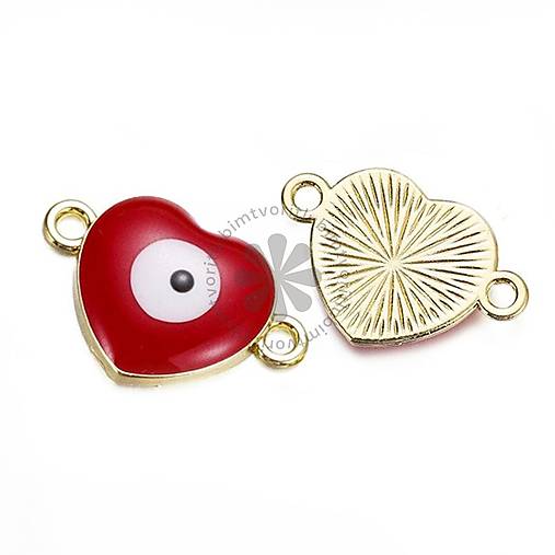 Komponenty - (5807) Medzikus srdiečko s očkom, 14x20 mm - 1 ks - 17623343_