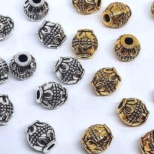 Kovová korálka súdok 7,5x7mm-1ks (starostriebro)