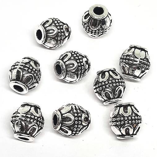 Kovová korálka súdok 7,5x7mm-1ks (starostriebro)