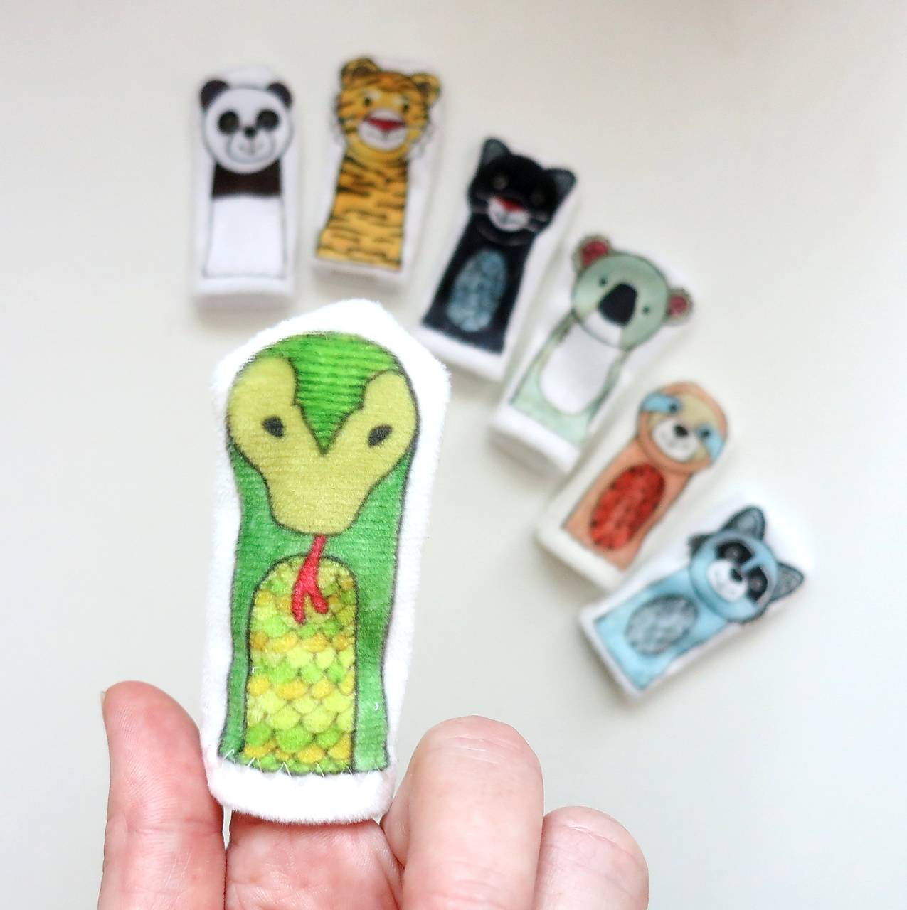 MINI pršteková maňuška - sada exotické zvieratká II (had)