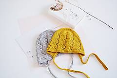 Detské čiapky - Letná pletená čiapka pre bábätko na zaväzovanie - 17625474_