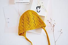 Detské čiapky - Letná pletená čiapka pre bábätko na zaväzovanie - 17625488_