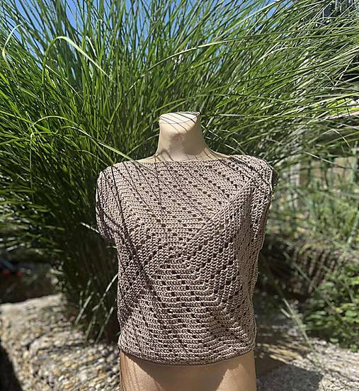 Topy, tričká, tielka - Praha – letný háčkovaný top z dvojitej priadze - 17624408_