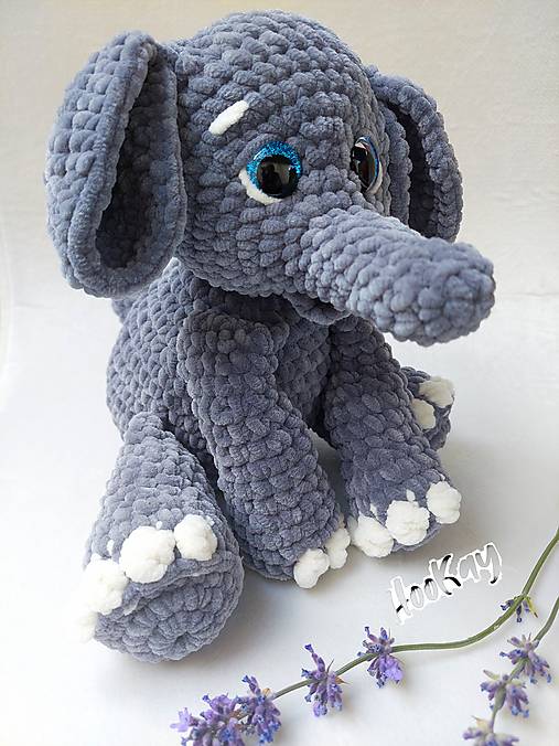 Hračky - Háčkovaný slon - sloník Samuel - 17626647_