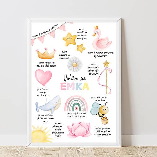 Grafika - Plagát Afirmácie pre deti, personalizované PDF - 17626145_
