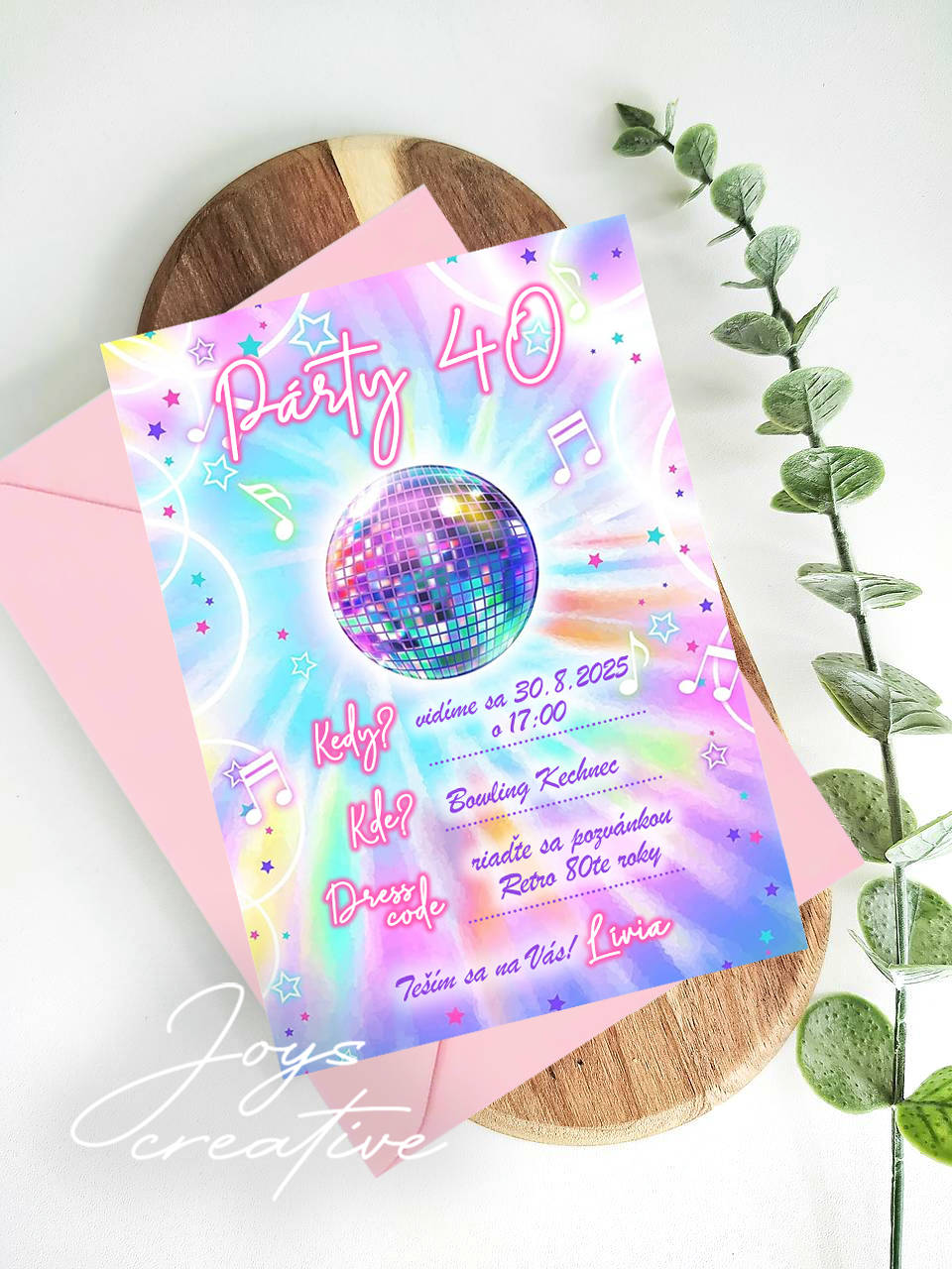 Narodeninová pozvánka v štýle disco retro 80-te roky