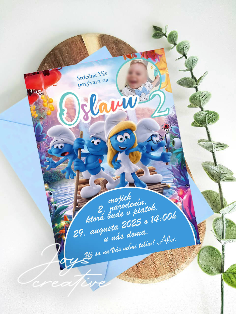 Narodeninová pozvánka Šmolkovia