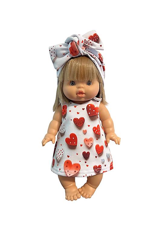 Hračky - Šatočky pre bábiku MINIKANE - 34 cm, srdiečka - 17629476_