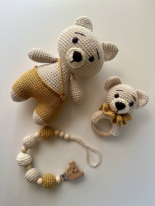 Hračky - Teddy set v horčicovej farbe - 17629608_