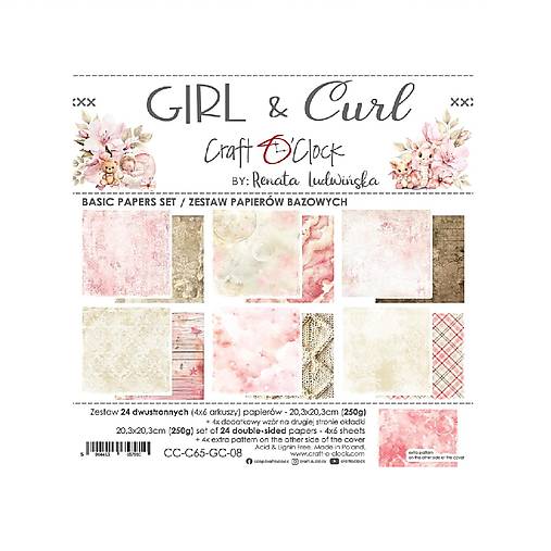 Papier - Scrapbook papier Girl & Curl Basic 8x8 - 17631732_