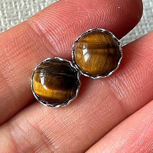 Tiger Eye Stud Earrings / Napichovacie náušnice s tigrím okom E007