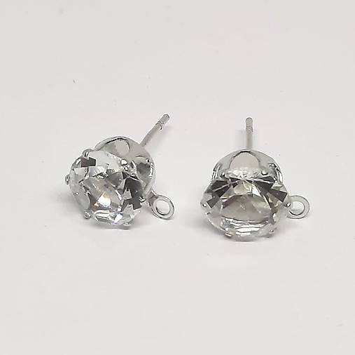 Puzeta so štrasom-1 pár (8mm-strieborná/krystal)