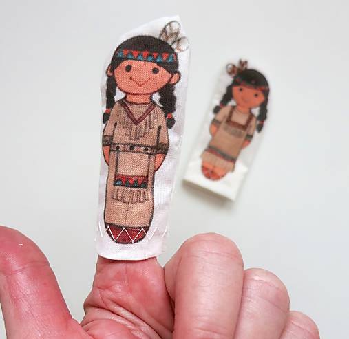 MINI pršteková maňuška - sada Hello world - 6 človiečikov (indián/ indiánka)