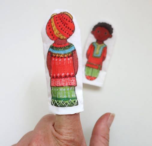 MINI pršteková maňuška - sada Hello world - 6 človiečikov (afričan/ afričanka)