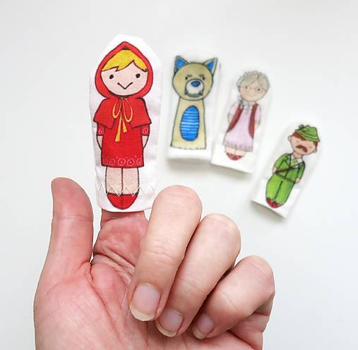 MINI pršteková maňuška - sada Rozprávka o Červenej Čiapočke (Karkulka)