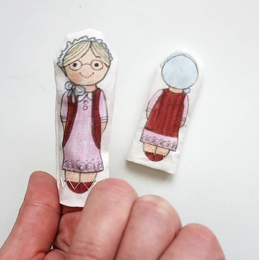 MINI pršteková maňuška - sada Rozprávka o Červenej Čiapočke (babička)