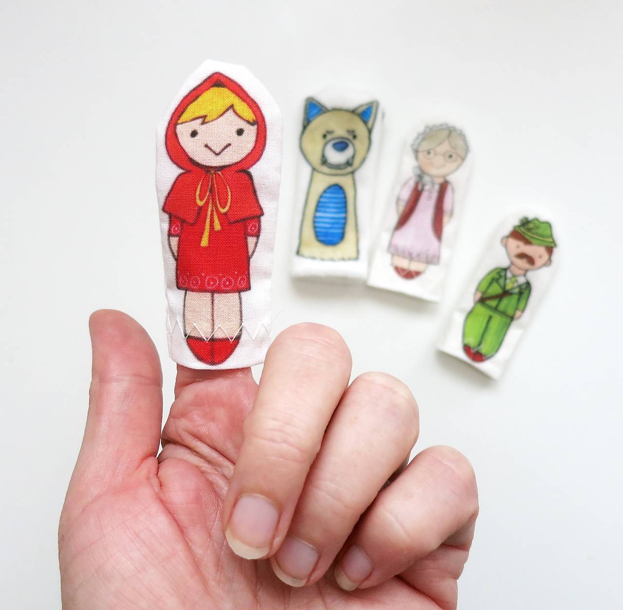 MINI pršteková maňuška - sada Rozprávka o Červenej Čiapočke (Karkulka)