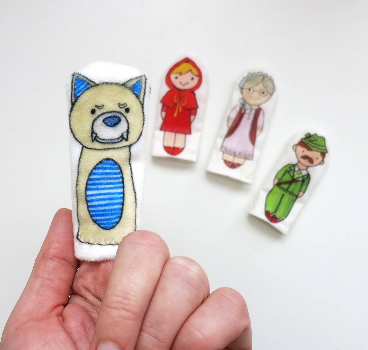 MINI pršteková maňuška - sada Rozprávka o Červenej Čiapočke (Vlk)