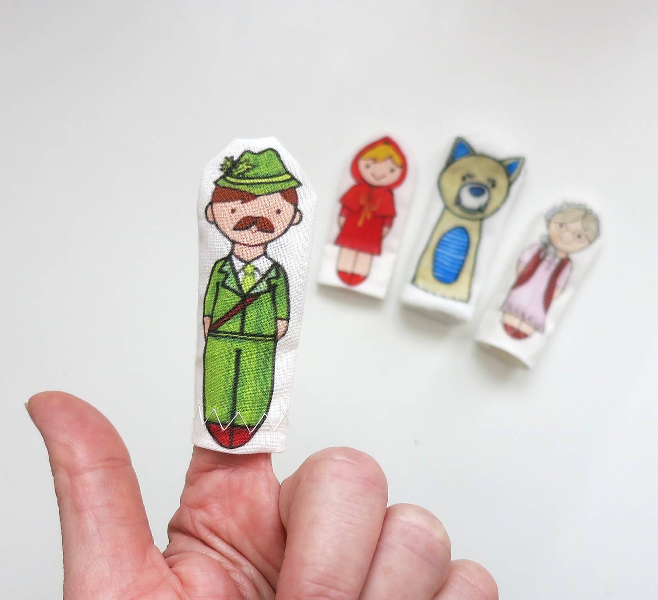 MINI pršteková maňuška - sada Rozprávka o Červenej Čiapočke (pán horár)