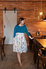 Sukne - Ľanová zavinovacia sukňa-LAURA kvetinová - 17630711_