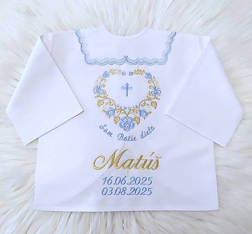 Detské oblečenie - folk-výšivka modrá ,zlatá (košieľka -modro zlatá) - 17631611_