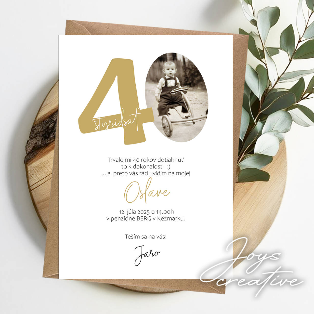 Retro pozvánka na narodeniny s fotkou z detstva B10