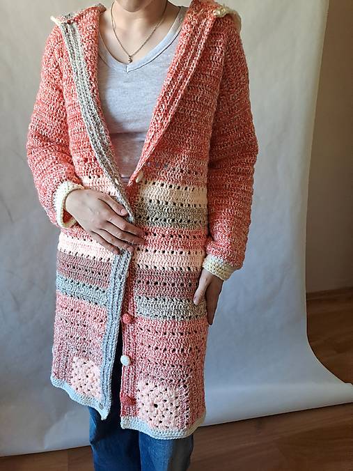 Svetre a kardigány - Marhuľový kabát  - 17630542_