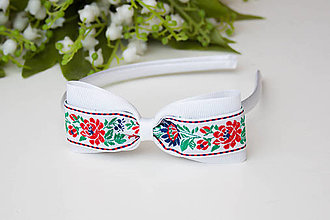 Detské doplnky - Folklórna čelenka do vlasov - biela - 17630304_