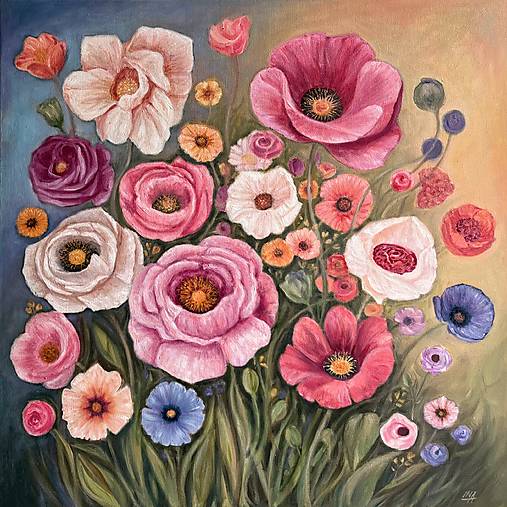 Obrazy - Kvety_olejomaľba 60x60 - 17630864_