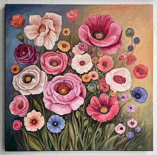 Obrazy - Kvety_olejomaľba 60x60 - 17630865_