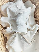 Detský textil - Letná mušelínová deka pre bábätko béžové kvietky  - 17634329_