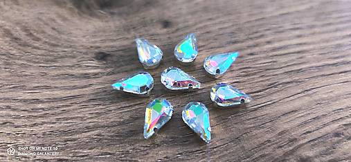 Galantéria - Našívacia aplikácia s lôžkom - 6x10 mm - AB Crystal - 17633985_