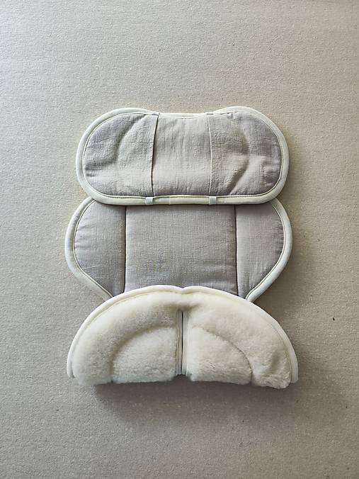 Detský textil - VLNIENKA podložka do autosedačky Cybex Aton 5 novorodenec 100% Merino TOP SUPER WASH Natural 100% ľan Šedý - 17633367_