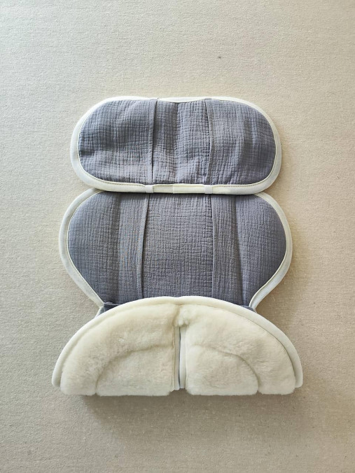 Detský textil - VLNIENKA podložka do autosedačky Cybex Aton 5 novorodenec 100% Merino TOP SUPER WASH Natural 100% Mušelin šedý - 17633415_