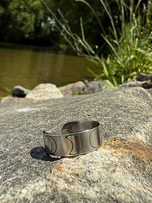 Prstene - Prsteň FÁZY MESIACA zlatá/strieborná (14 - Strieborná) - 17633151_