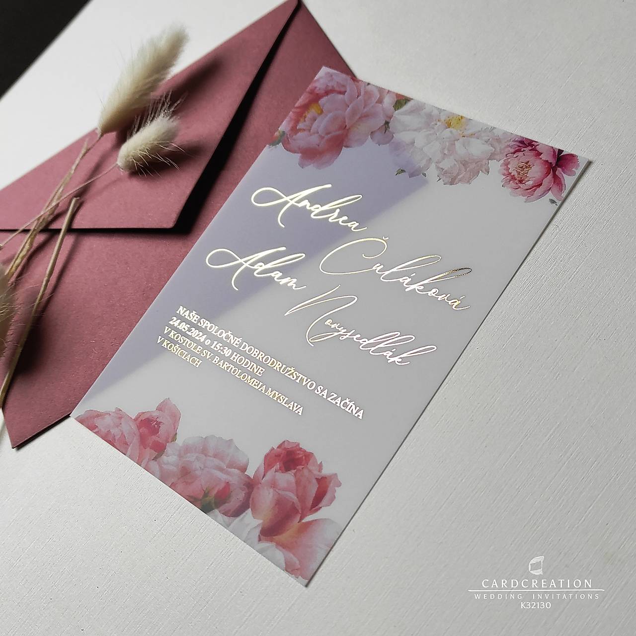 Transparentné svadobné oznámenia K32130