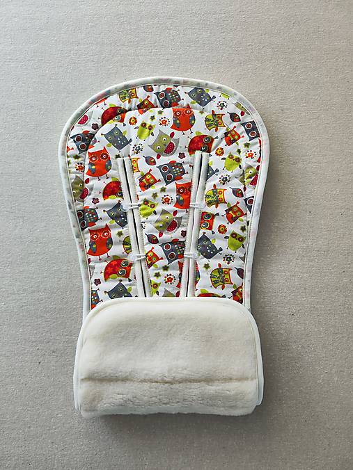 Detský textil - VLNIENKA podložka do kočíka THULE Urban Glide 3 100% MERINO TOP SUPER WASH Natural  Sovička - 17635492_