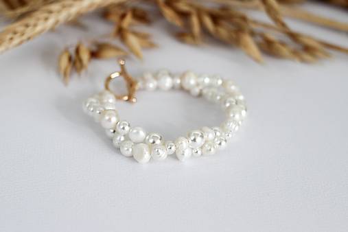 Náramok Júlia s riečnymi perlami – dvojradový