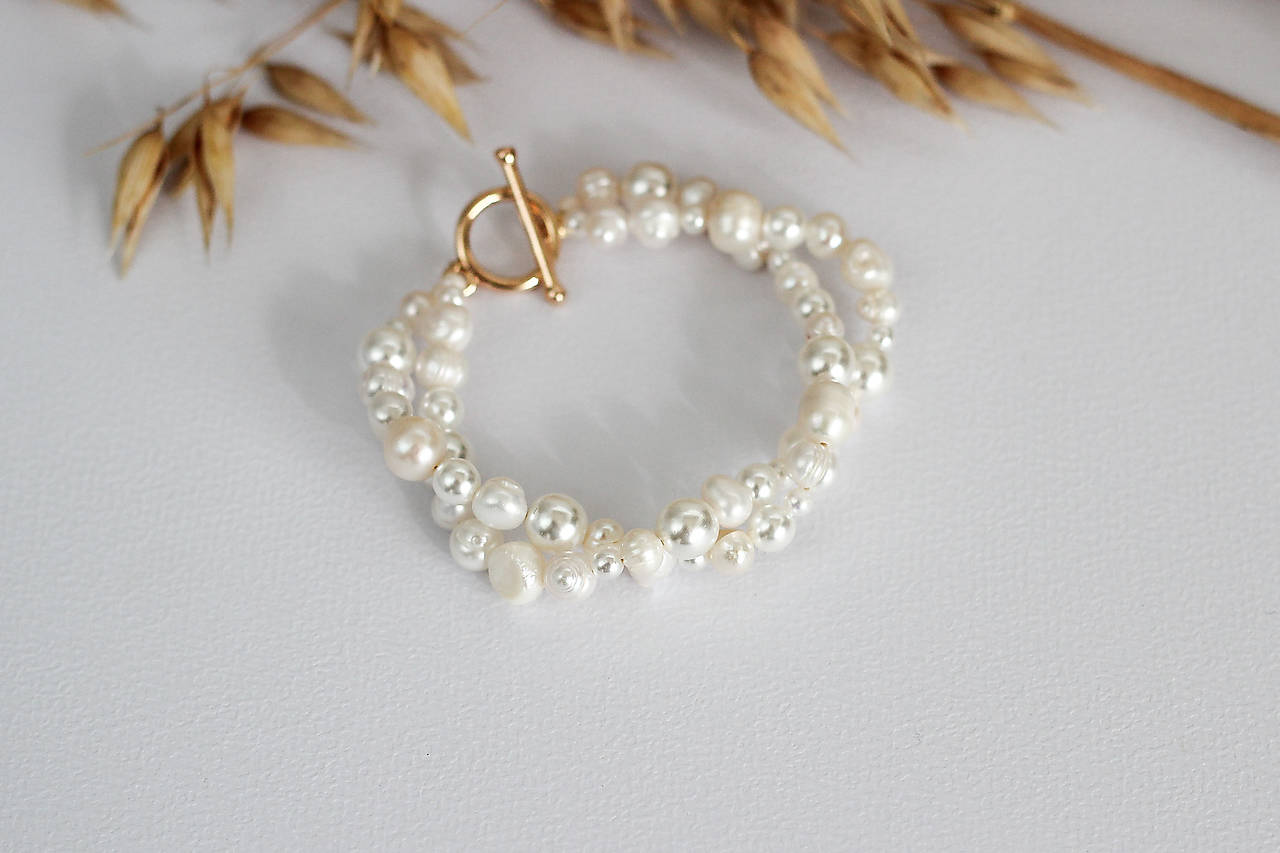 Náramok Júlia s riečnymi perlami – dvojradový