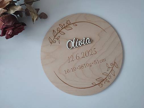 Tabuľky - Tabuľka s údajmi o narodení dieťatka - kruh - 17636580_