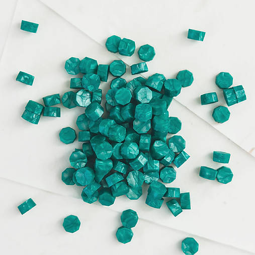 Suroviny - Metalický pečatný vosk 30ks na 10 pečatí (Emerald) - 17637653_
