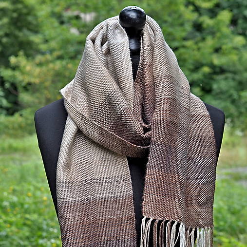 Šály a nákrčníky - RUČNĚ TKANÝ ŠÁL - VĚRA - 17636808_