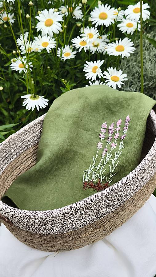 Úžitkový textil - Levanduľa - poťah na vankúš 100 % ľan - 17638332_